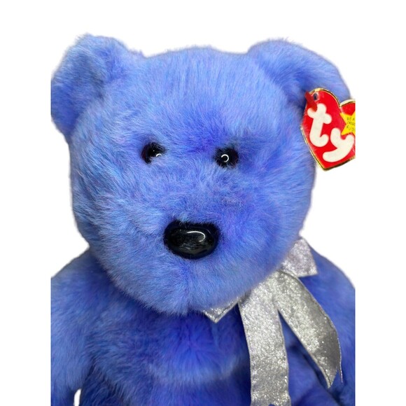 Ty Beanie Buddies "Clubby IV" Blue Teddy Bear Plush Official Club Large 14" - Picture 12 of 15